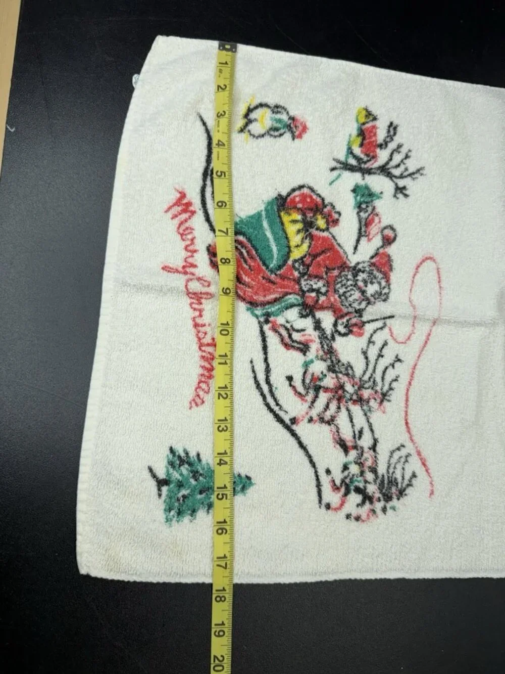 Vintage Retro Cannon Kitchen Towel Merry Christmas Santa In Sleigh
